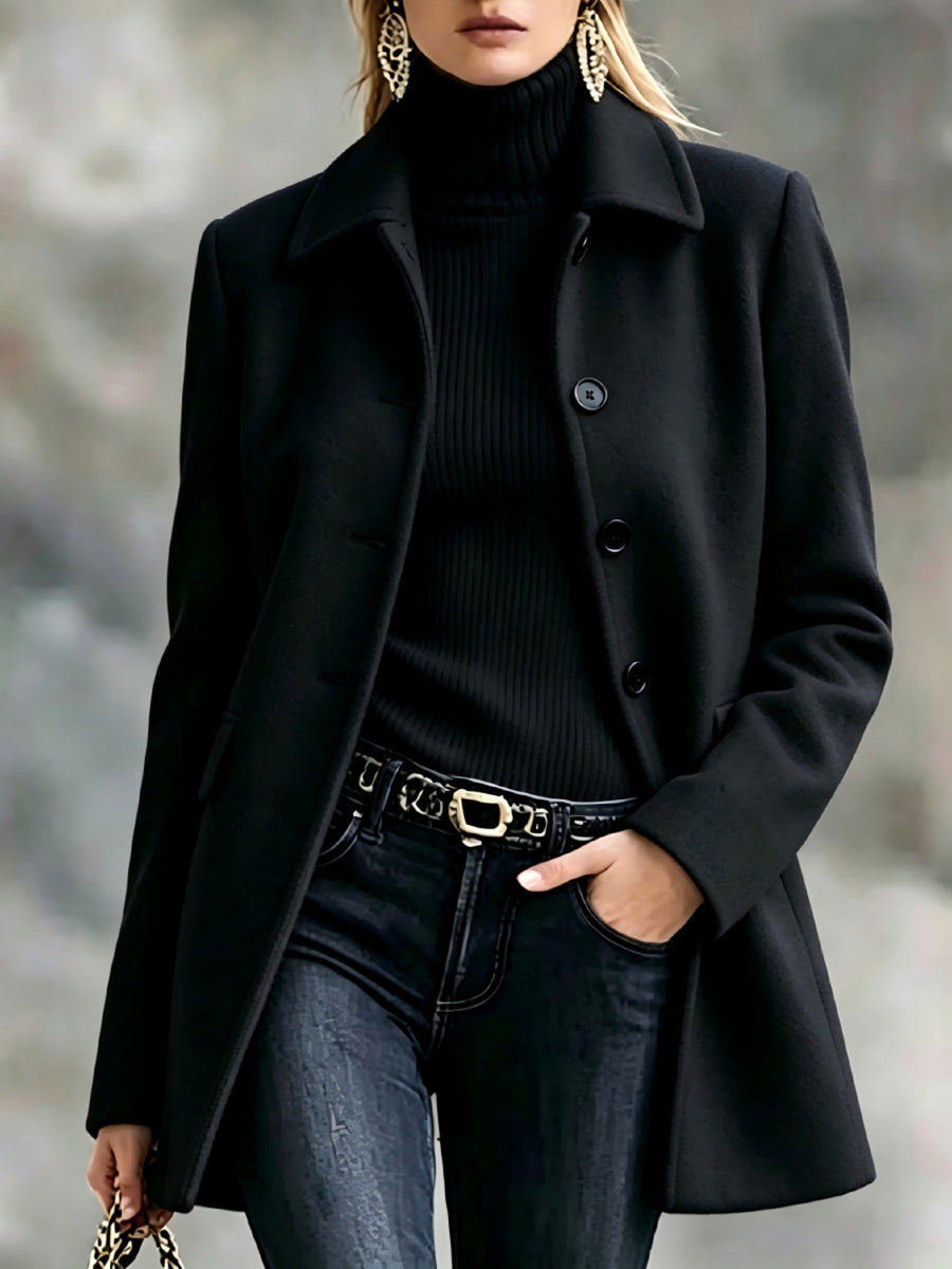 Dark Brown overcoat with pocketed and long sleeve