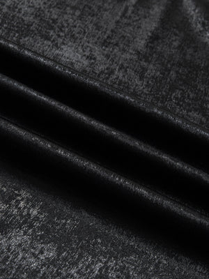Black metallic tee with a textured finish and soft drape.