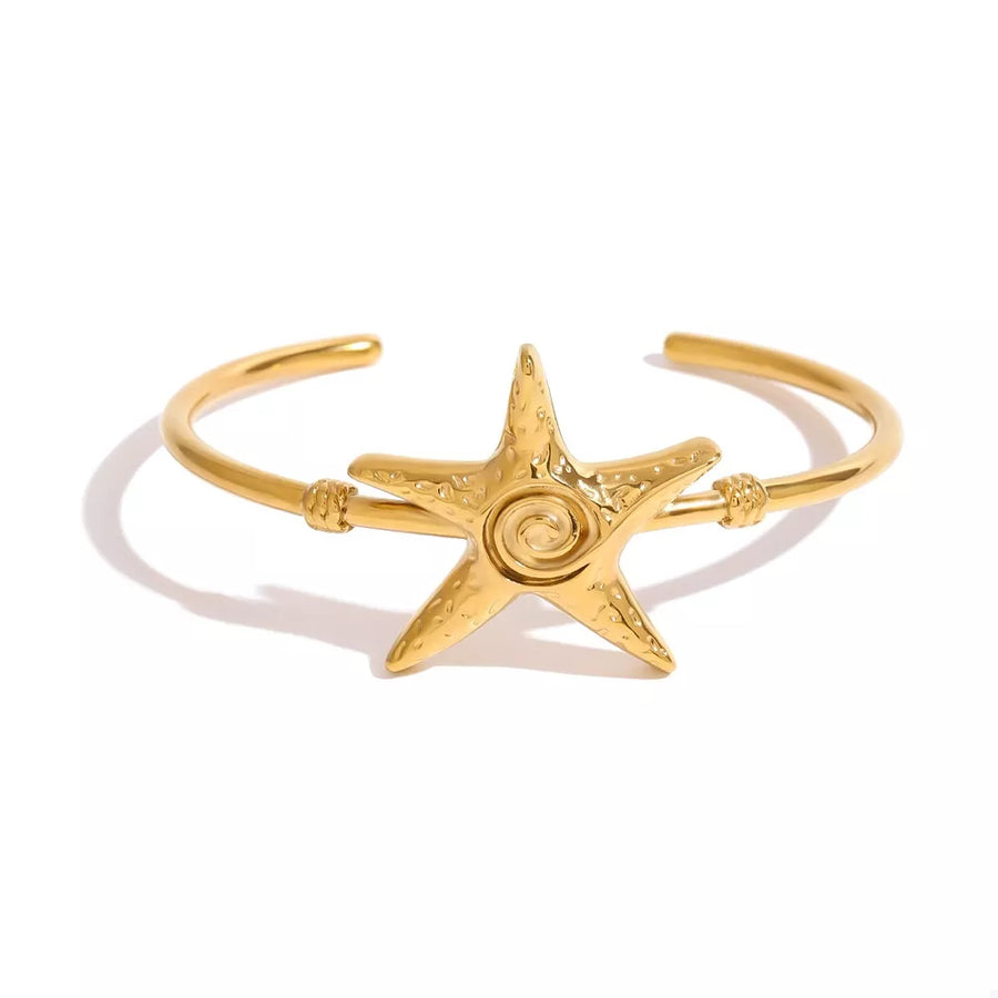 bracelet featuring starfish motif in Gold with 18K Gold-Plated, Stainless Steel Care instructions: Avoid wearing during