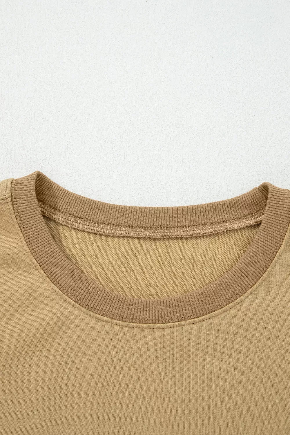 Star Patch Crew Neck Sweatshirt in Tan with oversized