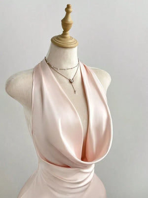 Satin Backless Halter Neck Mini Dress option 5