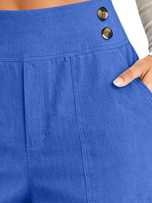 100% polyester Care instructions: Machine wash cold pants in Royal Blue with straight silhouette
