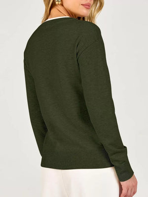 pullover sweater in Apricot with buttoned and hip-length