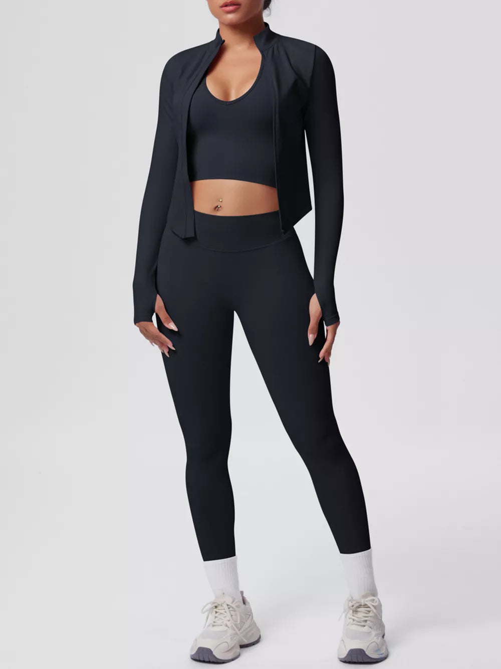 athleisure active set in Purple with v-neck