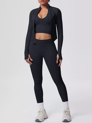 athleisure active set in Purple with v-neck