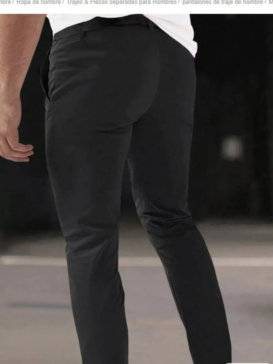 Men's Slim Fit Pleated Casual Pants Plus Size in Royal Blue