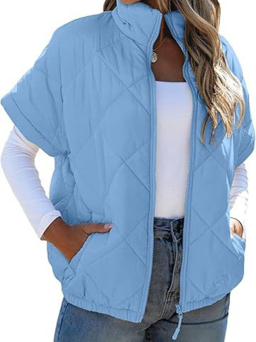 quilted jacket in Pink with quilted and pocketed