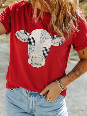 Deep Red t-shirt with hip-length and pullover