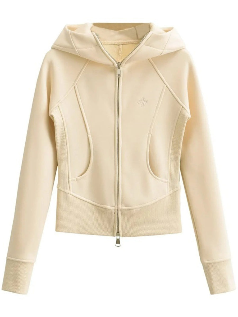 Off-White zip hoodie with cropped and zip-front