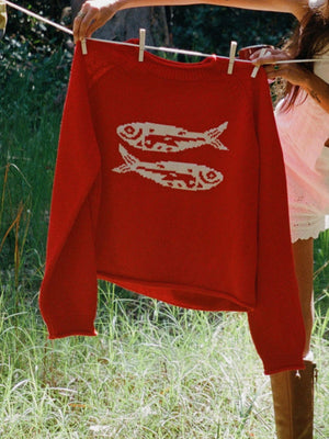 classic crewneck sweater in Green with crew neck