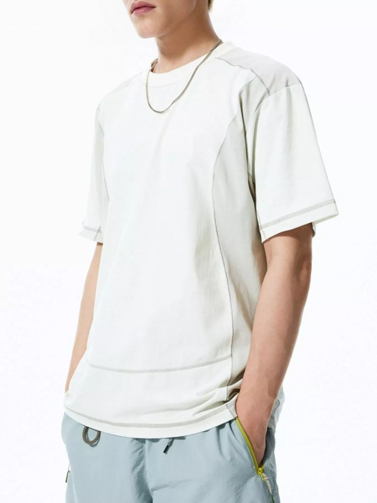 Relaxed fit t-shirt in Coconut Milk White with contrast stitching detail.