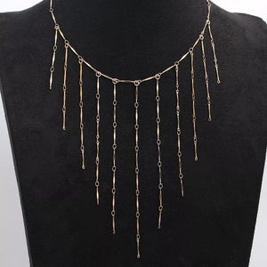 18k Gold-plated Tassel Waterfall Necklace in gold with tassel detail