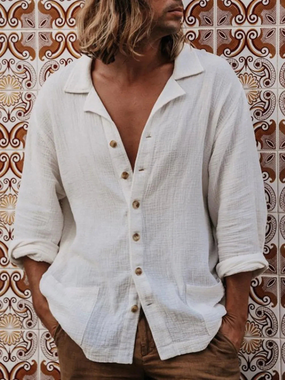 Men's Relaxed Fit Full Button-up Shirt Plus Size