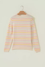 crewneck sweater featuring striped in Beige with 52% viscose, 26% polyester, 22% polyamide Care instructions: Machine wash