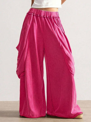 Oversized Wide-Leg Cargo Pants in Khaki Color