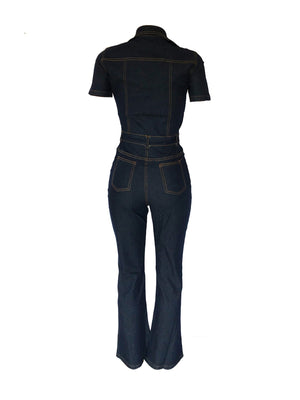 Dark Blue jumpsuit with full-length and button-front