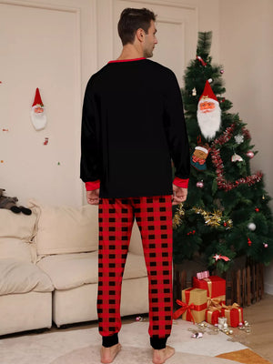black pajama set with long sleeve and long sleeve