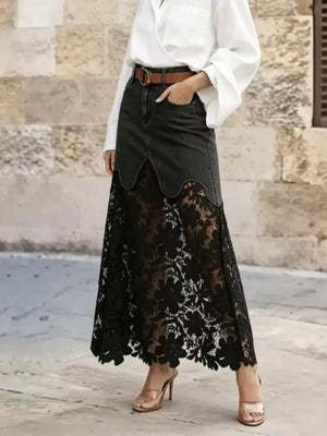 Blue midi skirt with midi and side-zip