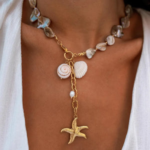 necklace in gold featuring starfish pendant and straight fit