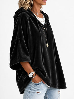 Polyester 100% Care instructions: Hand wash cold pullover hoodie in Black with oversized silhouette