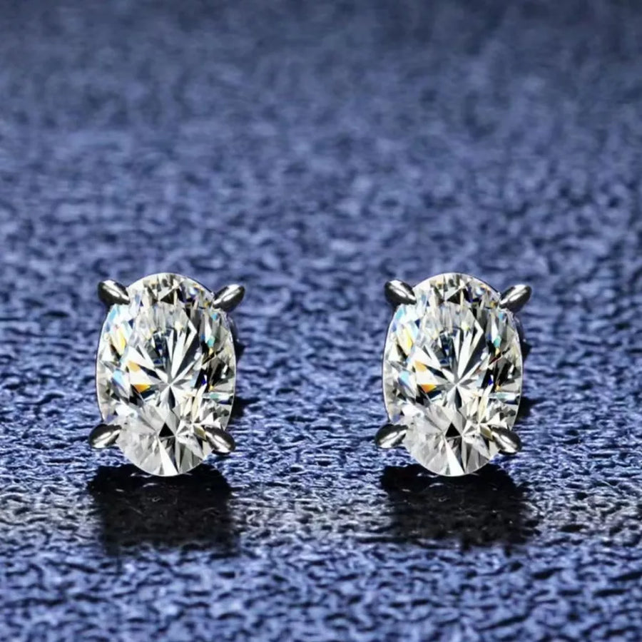 1 Carat Moissanite 925 Sterling Silver Stud Earrings in Silver