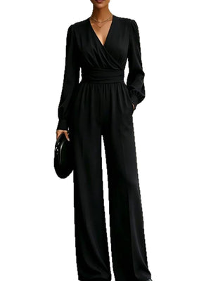 classic jumpsuit in Light Blue with v-neck