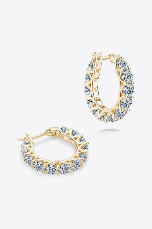 Gold hoop earrings with clear stones