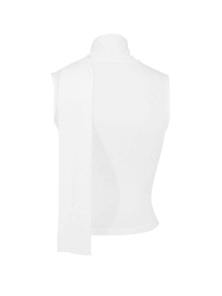 White cowl neck cami top with draped detail