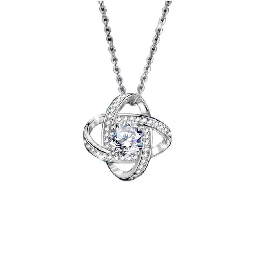 1 Carat Moissanite 925 Sterling Silver Pendant Necklace in silver with pendant