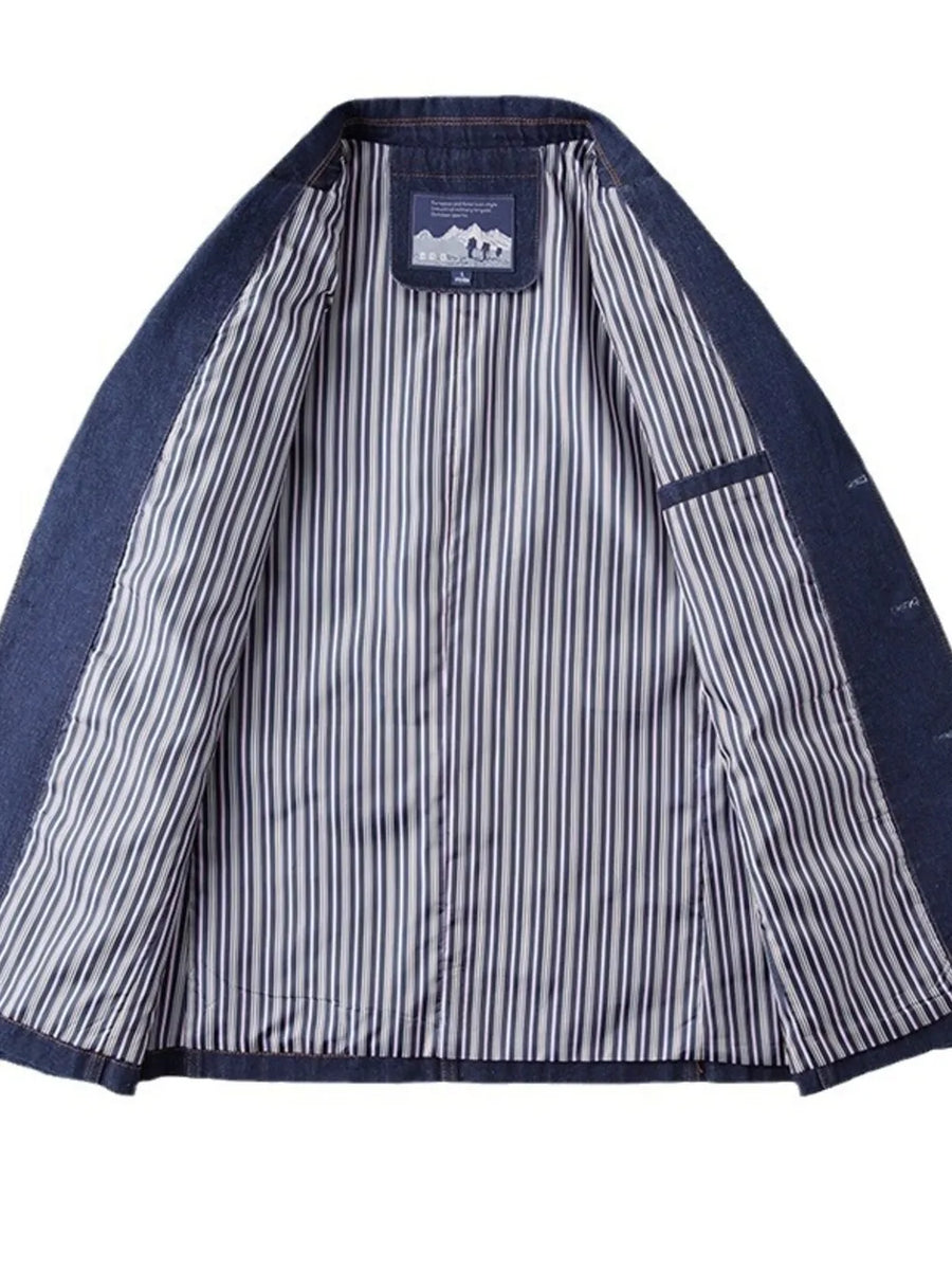 Men's Plus Size Classic Denim Blazer option 3