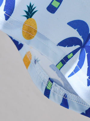 Baby cotton tee and shorts set with tropical pineapple and palm tree print.