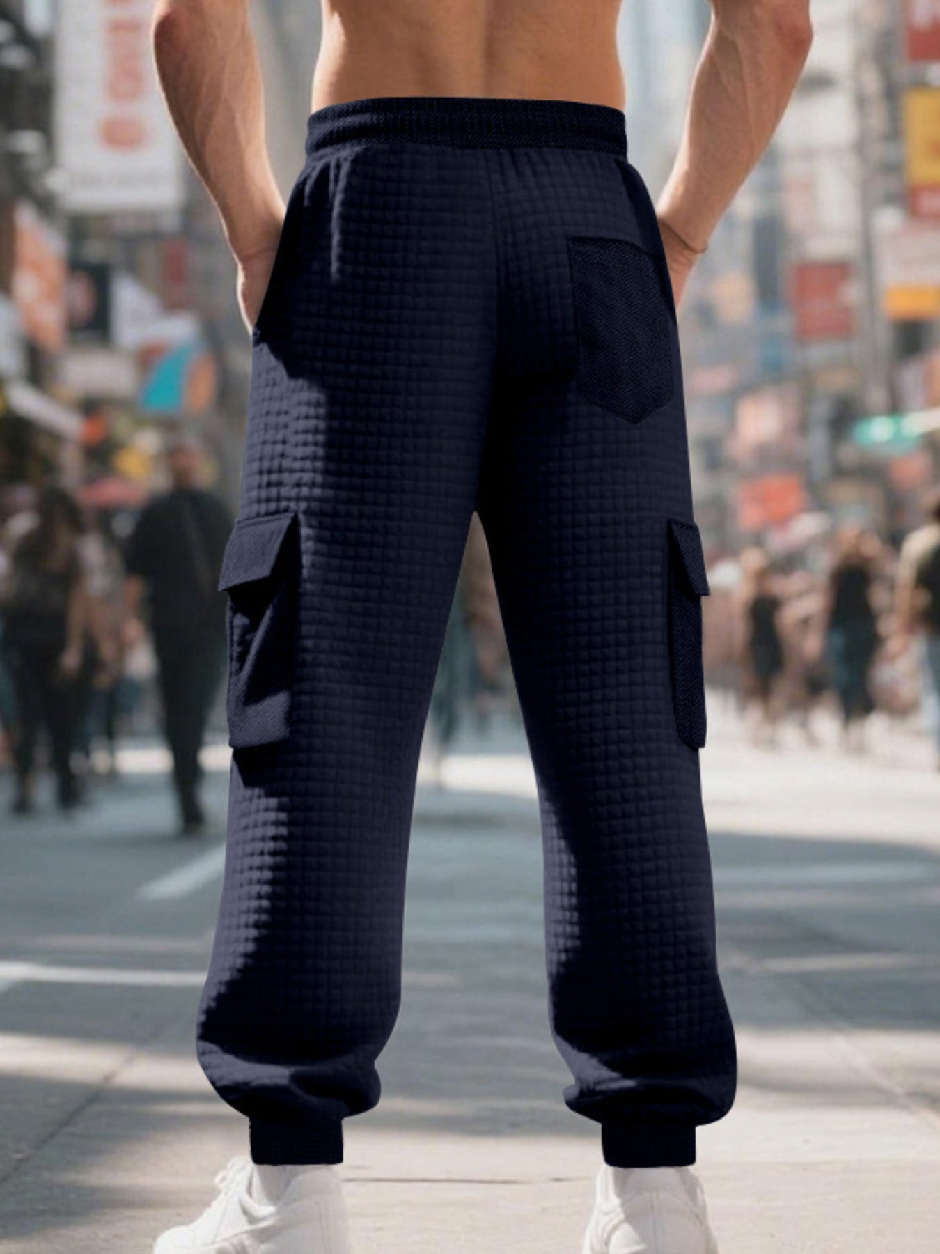 Men's Textured Cargo Joggers Plus Size, view 18