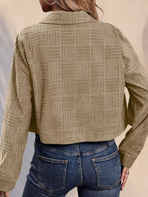 100% polyester Care instructions: Machine wash cold trucker jacket in camel with relaxed silhouette