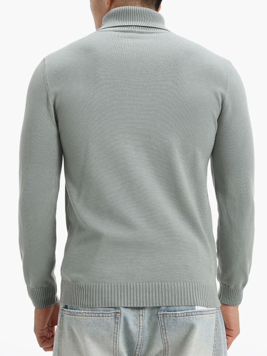 Men's Plus Size Turtleneck Sweater in Grass Green with lightweight