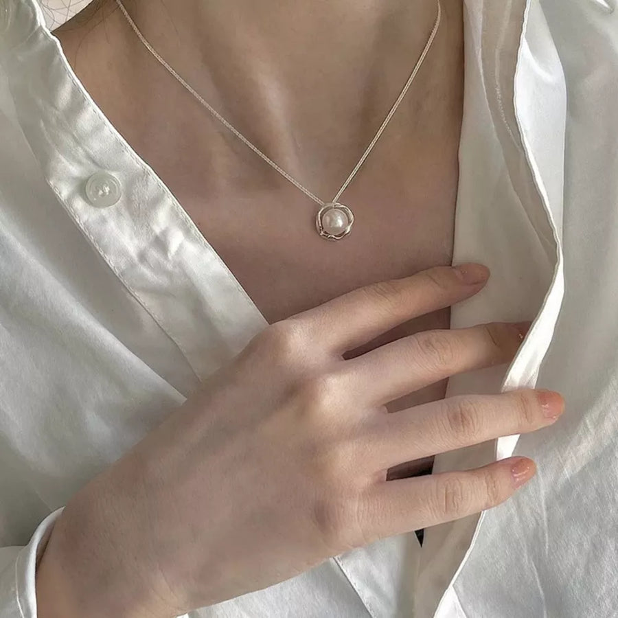 Freshwater Pearl,925 sterling silver Care instructions: Avoid wearing during exe necklace in cream with N/A silhouette