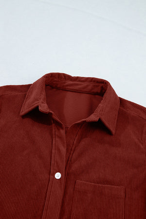 Burgundy relaxed button-up shirt with collared