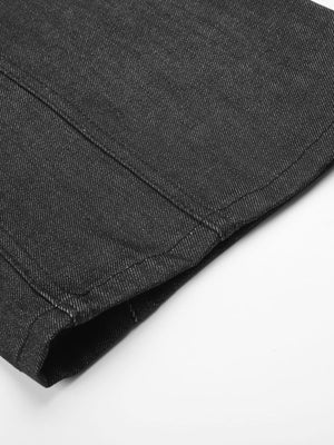 flare jeans in charcoal with button closure and full-length