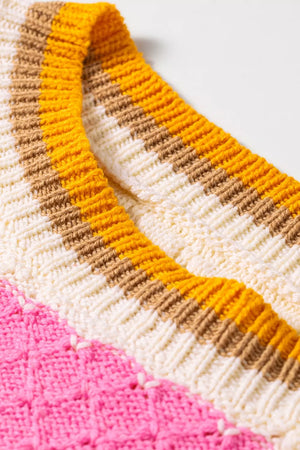 Striped Colorblock Drop Shoulder Sweater option 9