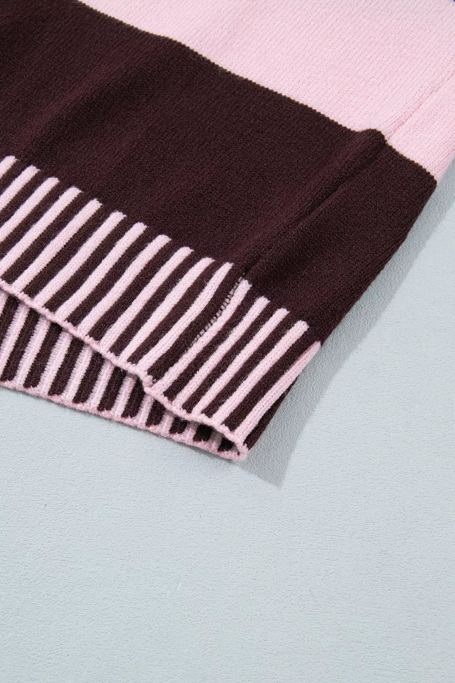 pullover sweater in baby pink with dropped shoulder and hip-length