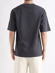 Men's dark gray cotton relaxed fit t-shirt, crew neck, short sleeves