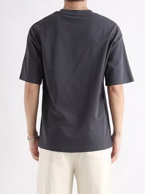 Men's dark gray cotton relaxed fit t-shirt, crew neck, short sleeves