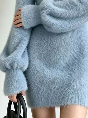 sweater dress in Pink with stretch and mini