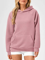 medium gray pullover hoodie featuring kangaroo pocket and ribbed