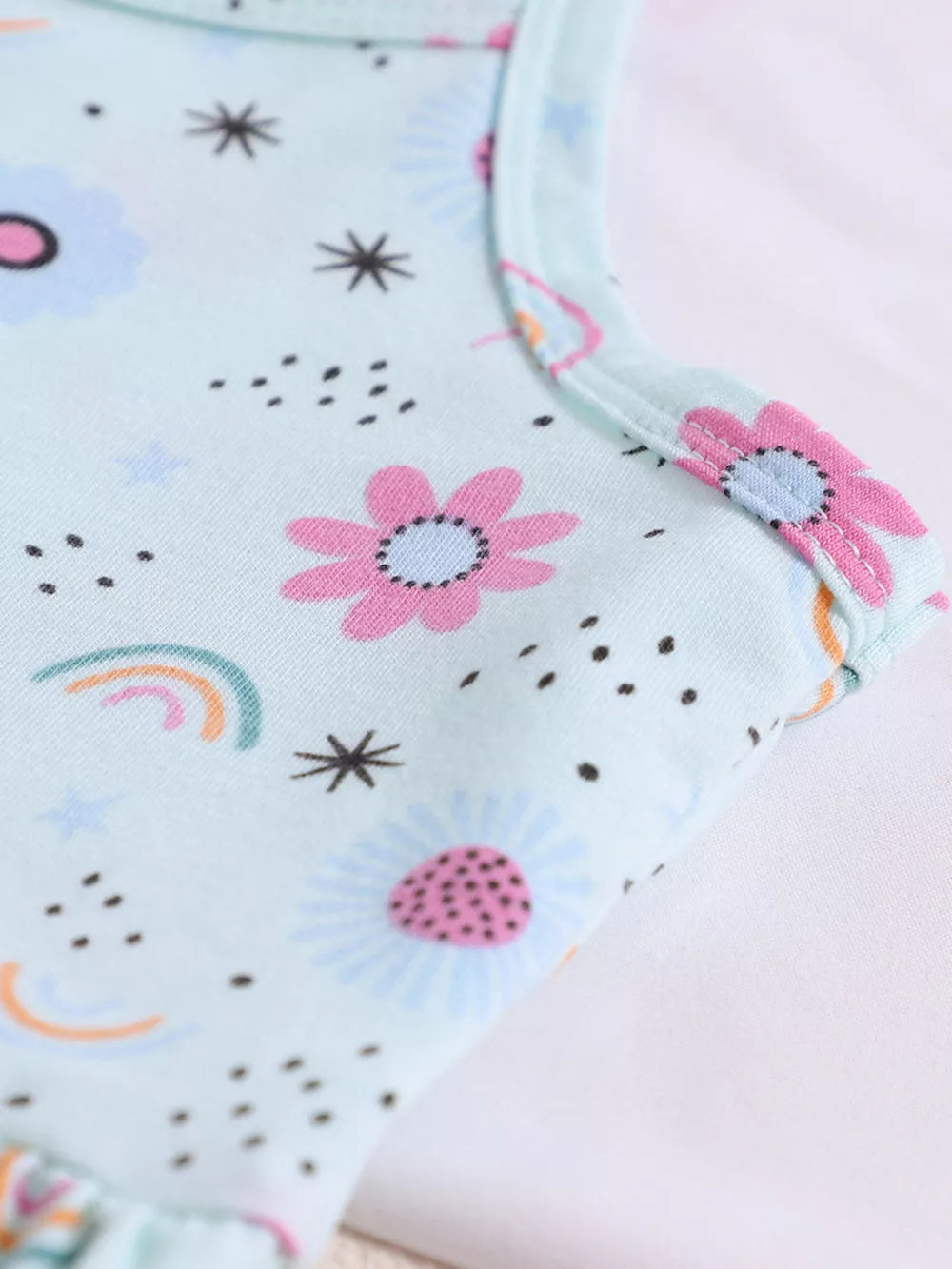Children's Floral Print Spaghetti Strap A-line Dress in this colorway