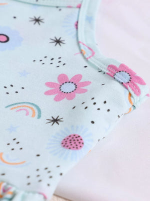 Children's Floral Print Spaghetti Strap A-line Dress in this colorway