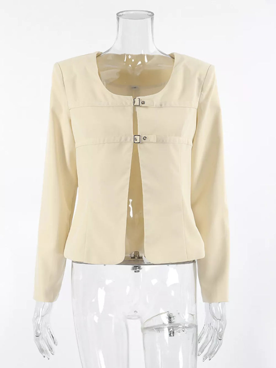 ivory jacket with seam detail and long sleeve