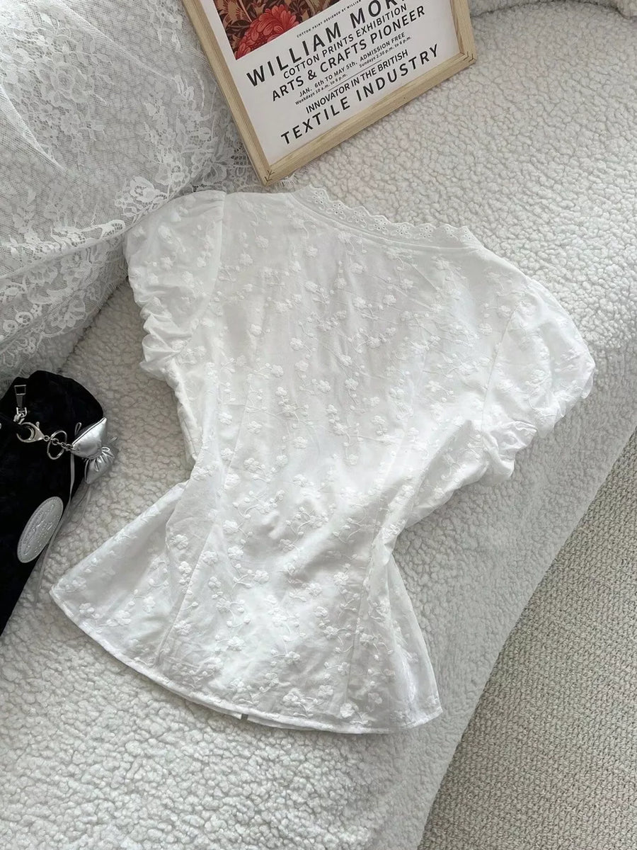 Lace Detail Bow Front Blouse option 8