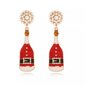 white earrings featuring drop style and graphic