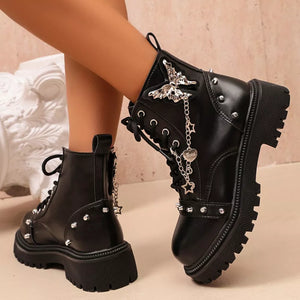 PU Leather,Rubber Imported Size &amp boots in Red with regular silhouette
