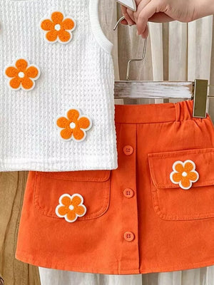 Children's Flower Sleeveless Top And Skirt Set option 8